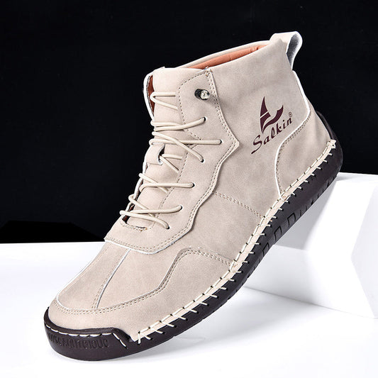 (⏰Limited Time Sale 70% OFF) Men's Orthopedic Comfortable Handmade Leather Boots - Waterproof, Non-Slip, Arch Support, Wide Toe, Shock-Absorbing, Outdoor Leather Boots