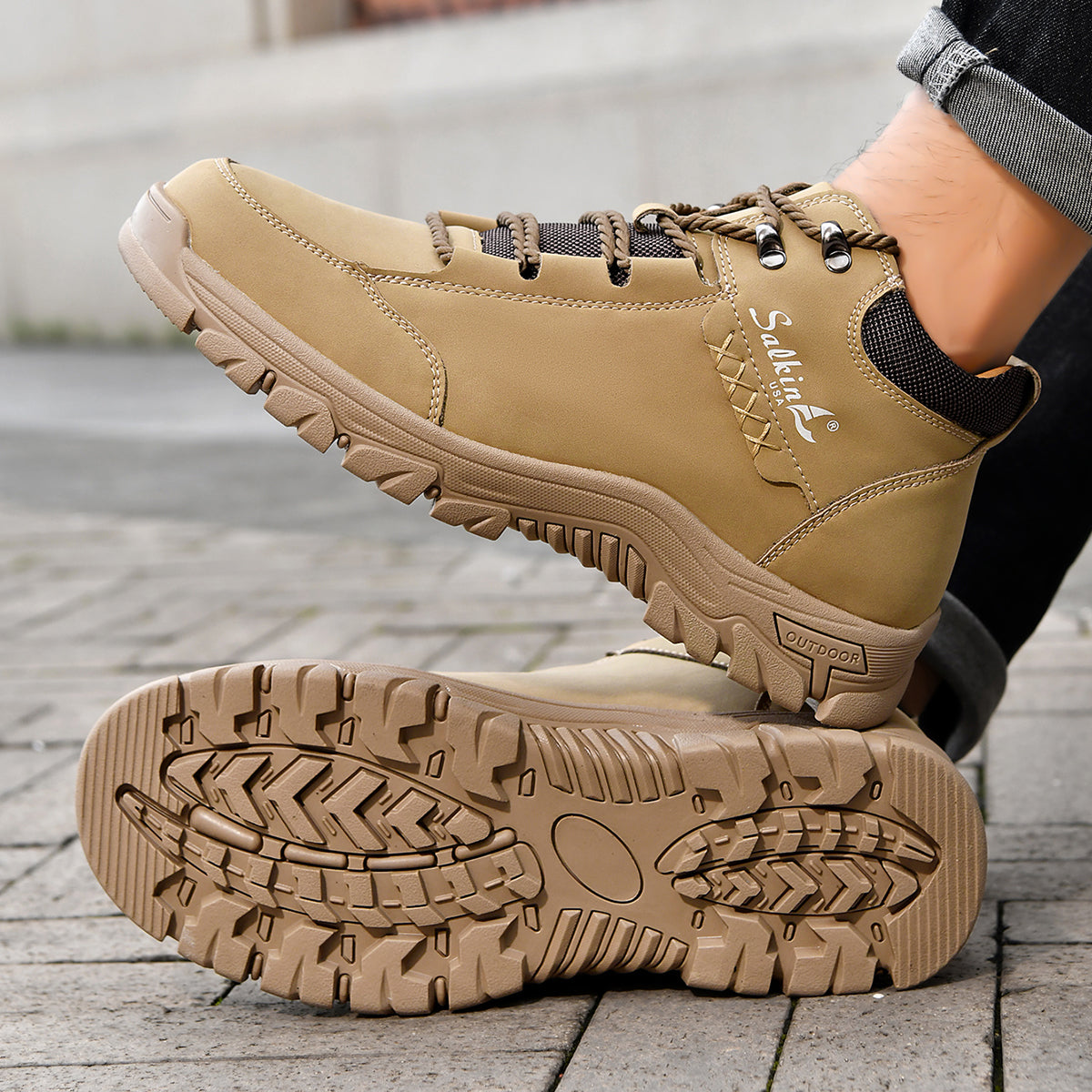 ⏰Limited-Time 70% OFF –Men’s Work Hiking Boots – Waterproof, Non-Slip, Puncture and Smash Resistant, Wide Toe, Arch Support – Ideal for Daily Wear and Outdoor Adventures