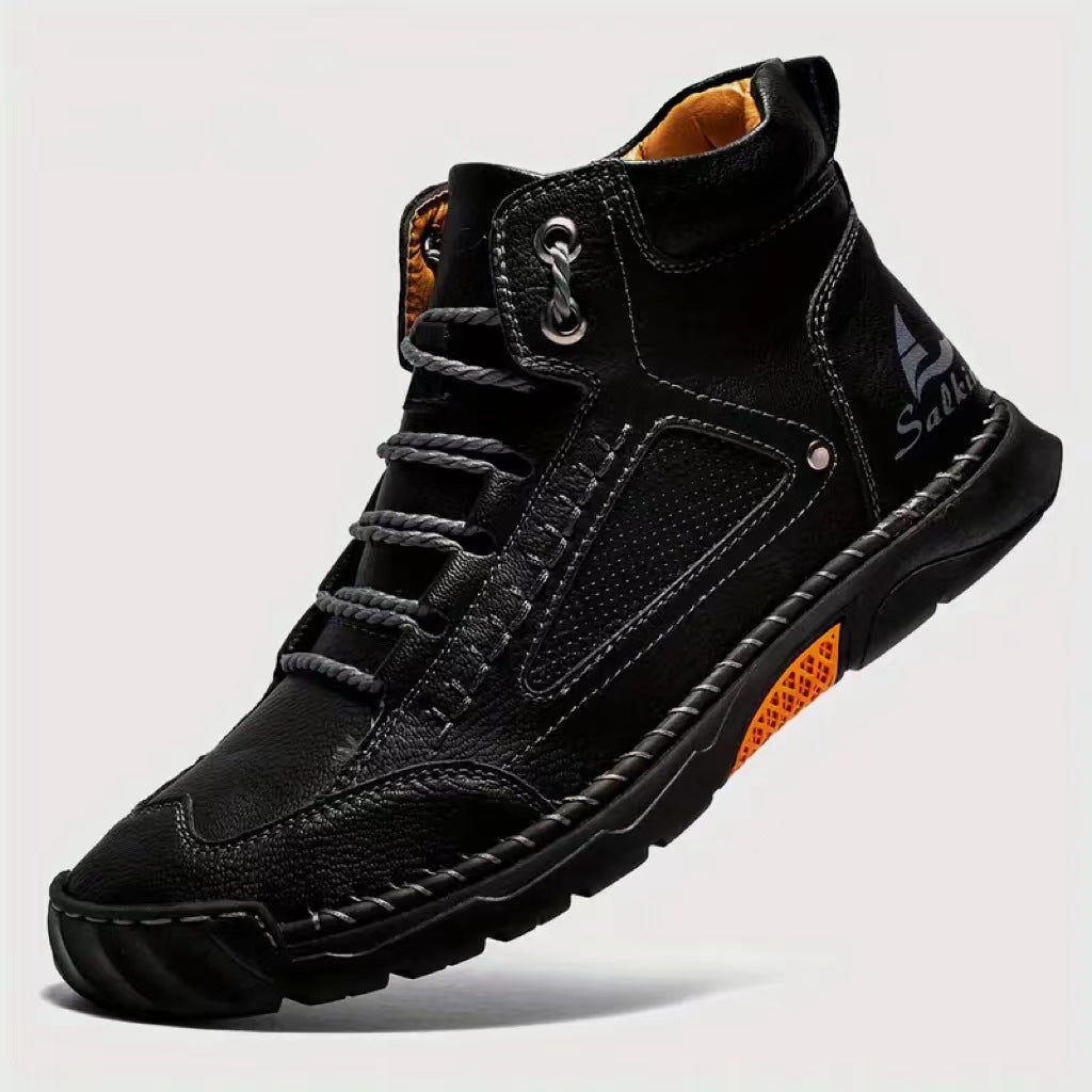 ⚡Men's Comfortable Handmade Leather Boots – Waterproof, Arch Support, Pressure Relief, Spacious Toe Box Outdoor Leather Shoes