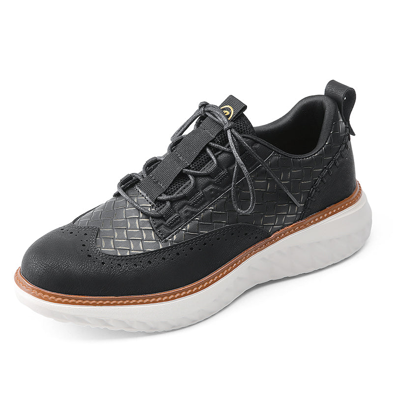 ⏰LAST DAY - 60% OFF🛒 Men’s Comfortable Lace-Up Brogue Sneakers – Ultra-Lightweight & Breathable Woven Upper, Arch Support, Wide-Toe Fit, Shock-Absorbing Sole for All-Day Comfort
