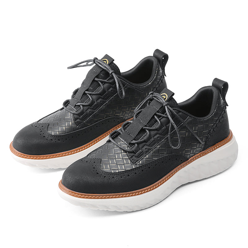 ⏰LAST DAY - 60% OFF🛒 Men’s Comfortable Lace-Up Brogue Sneakers – Ultra-Lightweight & Breathable Woven Upper, Arch Support, Wide-Toe Fit, Shock-Absorbing Sole for All-Day Comfort