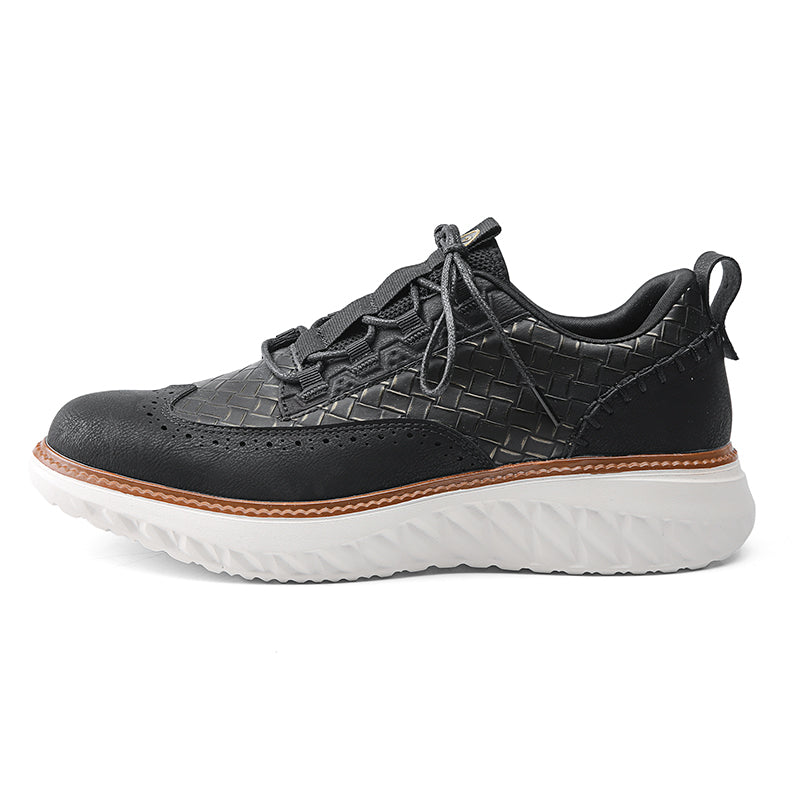 👟LAST DAY - 60% OFF⏰ Men’s Comfortable Lace-Up Brogue Sneakers – Ultra-Lightweight & Breathable Woven Upper, Arch Support, Wide-Toe Fit, Shock-Absorbing Sole for All-Day Comfort