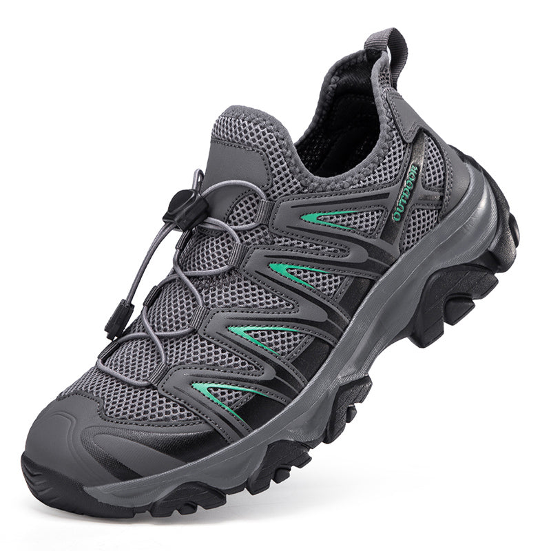 ⏰LAST DAY – 60% OFF🛒 Men's Lightweight Breathable Outdoor Hiking Shoes with Elastic Laces - Comfortable Running and Trekking Sneakers