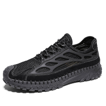 ⏰Limited Time 50% OFF🛒Men's Lace-Up Orthopedic Leather Hiking Shoes – Breathable Mesh, Durable Rubber Sole, Lightweight & Supportive
