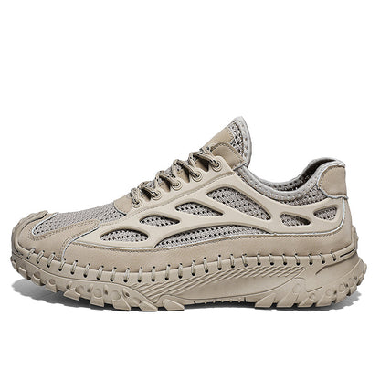 ⏰Limited Time 50% OFF🛒Men's Lace-Up Orthopedic Leather Hiking Shoes – Breathable Mesh, Durable Rubber Sole, Lightweight & Supportive