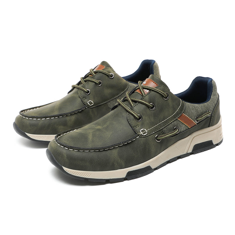 ⏰Limited Time 60% OFF🛒 Men's Comfortable Lace-Up Walking Shoes – Washed Denim-Style Leather With Arch Support, Heel Pain Relief & All-Day Comfort for Casual Daily Wear