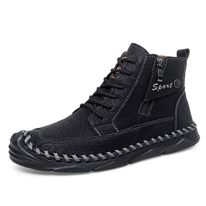 ⏰Clearance Sale-70%OFF🔥Men’s Easy-On Leather Motorcycle Boots – Lightweight Desert Style with Ankle Support & Anti-Slip Sole for Long Rides and Daily Commutes