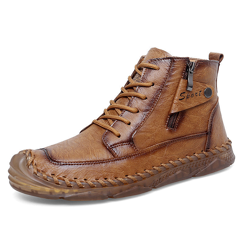 ⏰Clearance Sale-70%OFF🔥Men’s Easy-On Leather Motorcycle Boots – Lightweight Desert Style with Ankle Support & Anti-Slip Sole for Long Rides and Daily Commutes