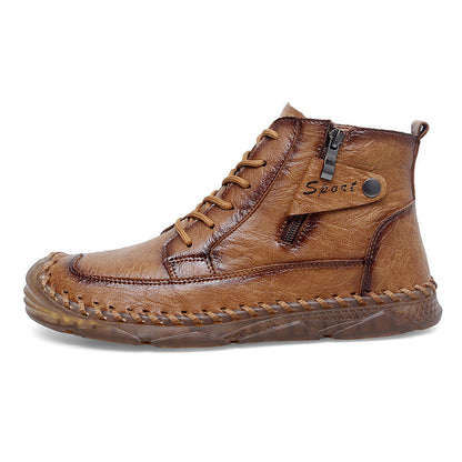 ⏰Clearance Sale-70%OFF🔥Men’s Easy-On Leather Motorcycle Boots – Lightweight Desert Style with Ankle Support & Anti-Slip Sole for Long Rides and Daily Commutes