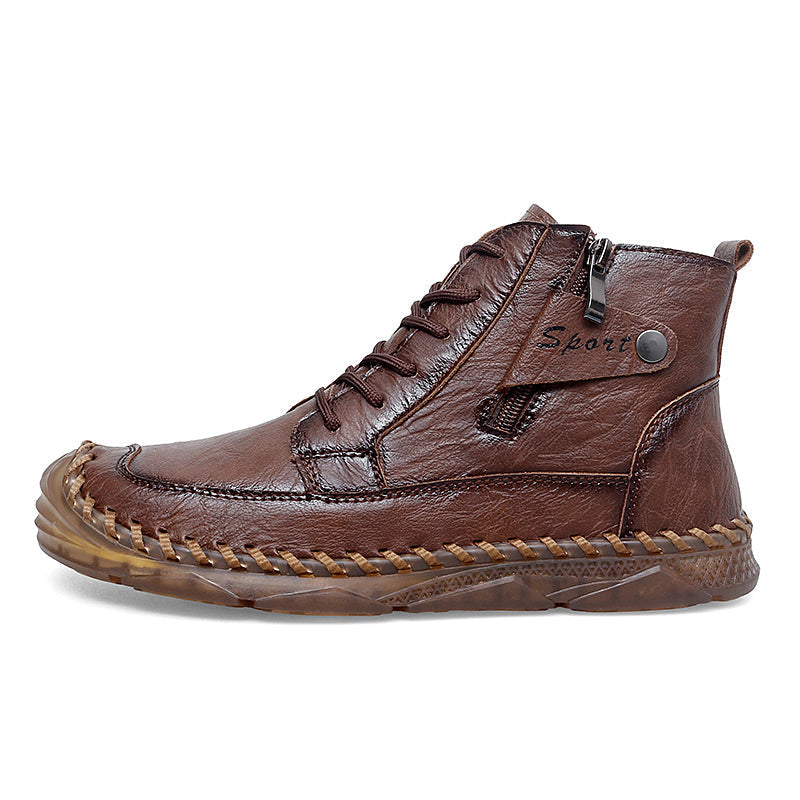 ⏰Clearance Sale-70%OFF🔥Men’s Easy-On Leather Motorcycle Boots – Lightweight Desert Style with Ankle Support & Anti-Slip Sole for Long Rides and Daily Commutes