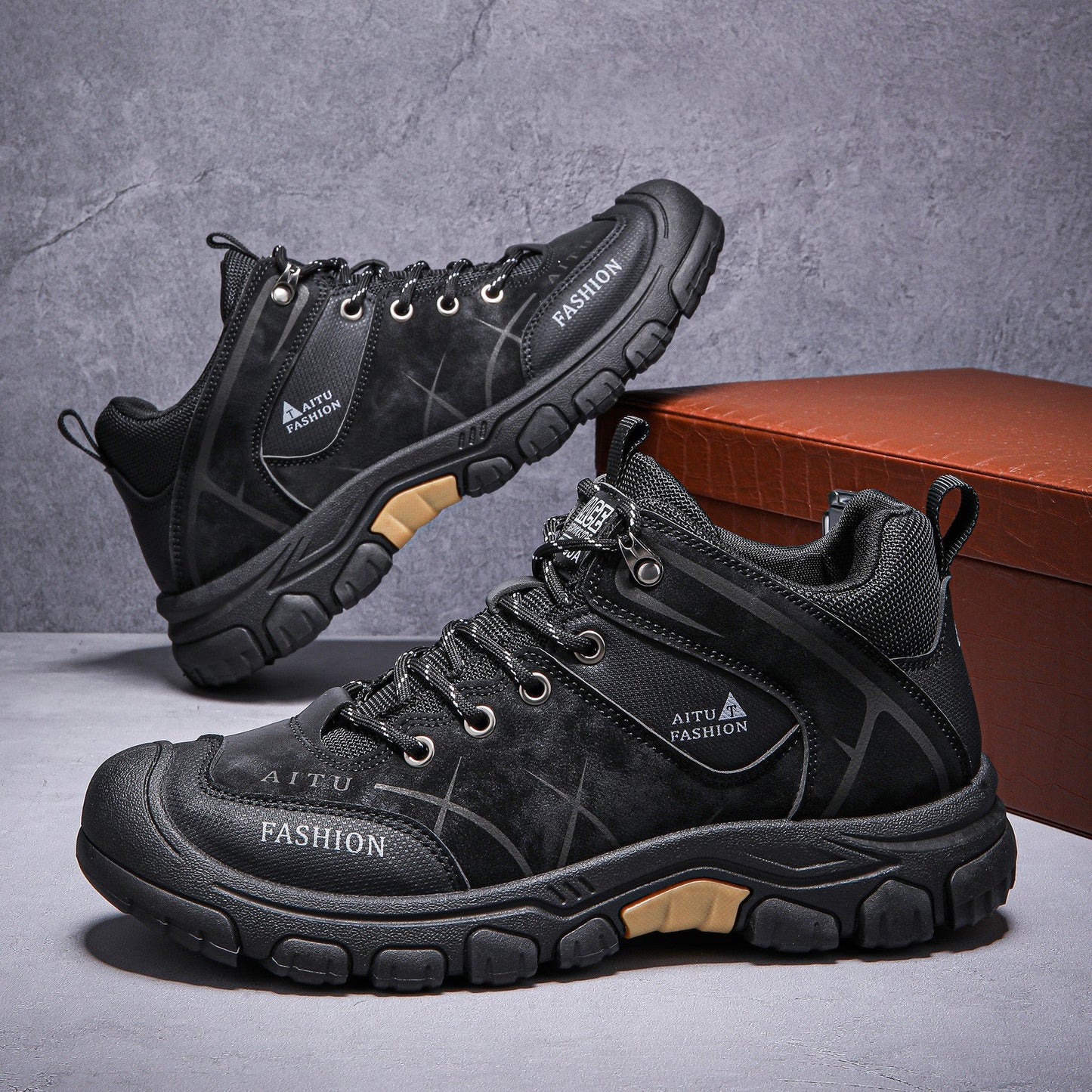 (📢LAST DAY-49% OFF🛒)Men's Outdoor Hiking Shoes – Waterproof, Non-Slip, Puncture-Proof & Smash-Proof with Arch Support & Wide Toe – Perfect for Daily Wear & Outdoor Adventures