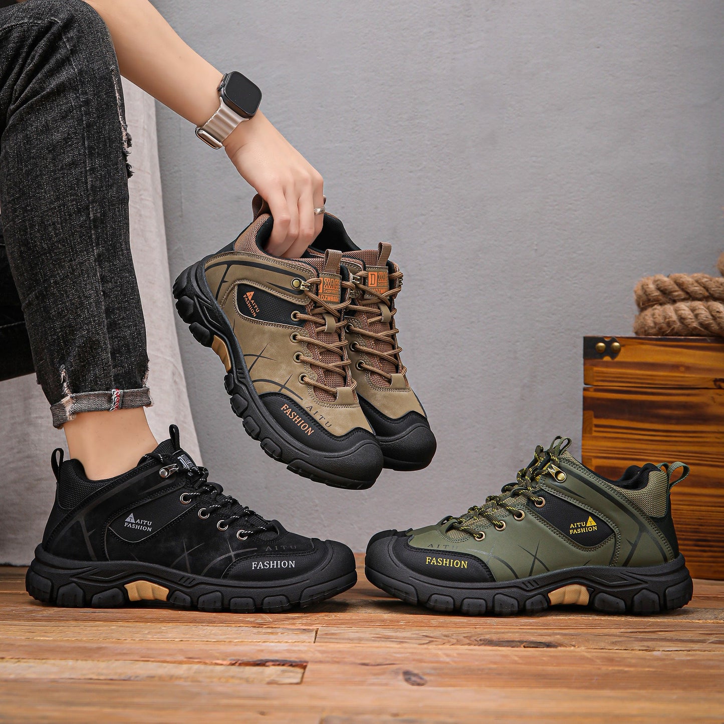 (📢LAST DAY-49% OFF🛒)Men's Outdoor Hiking Shoes – Waterproof, Non-Slip, Puncture-Proof & Smash-Proof with Arch Support & Wide Toe – Perfect for Daily Wear & Outdoor Adventures