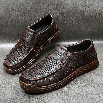 ⏰Promotion - 50% OFF🔥Men's Handmade Cowhide Hollow Breathable Loafers