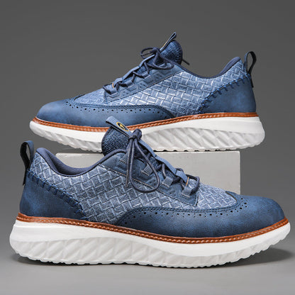 👟LAST DAY - 60% OFF⏰ Men’s Comfortable Lace-Up Brogue Sneakers – Ultra-Lightweight & Breathable Woven Upper, Arch Support, Wide-Toe Fit, Shock-Absorbing Sole for All-Day Comfort