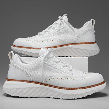 👟LAST DAY - 60% OFF⏰ Men’s Comfortable Lace-Up Brogue Sneakers – Ultra-Lightweight & Breathable Woven Upper, Arch Support, Wide-Toe Fit, Shock-Absorbing Sole for All-Day Comfort