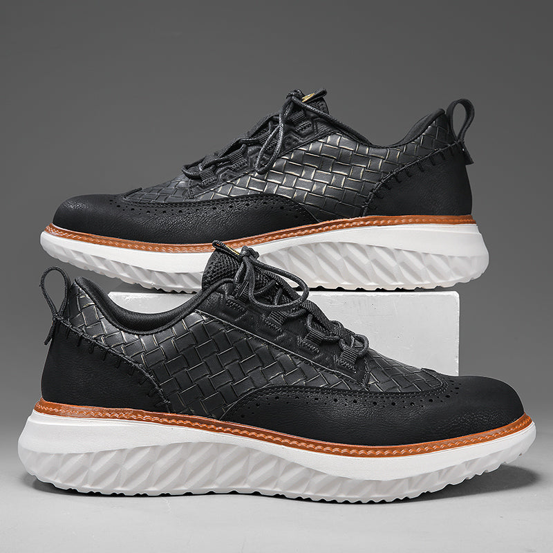 ⏰LAST DAY - 60% OFF🛒 Men’s Comfortable Lace-Up Brogue Sneakers – Ultra-Lightweight & Breathable Woven Upper, Arch Support, Wide-Toe Fit, Shock-Absorbing Sole for All-Day Comfort
