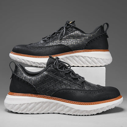 ⏰LAST DAY - 60% OFF🛒 Men’s Comfortable Lace-Up Brogue Sneakers – Ultra-Lightweight & Breathable Woven Upper, Arch Support, Wide-Toe Fit, Shock-Absorbing Sole for All-Day Comfort