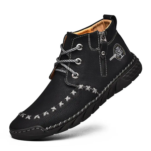 (⏰LAST DAY-50% OFF🛒)Men's Outdoor Comfort Leather Hand-sewn Zipper Boots Non-slip Durable Driving Boots
