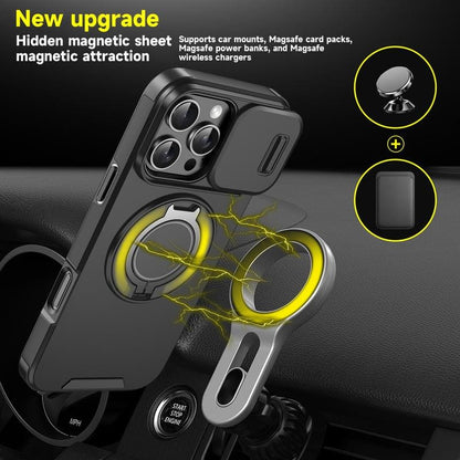 "ChubbyArmor 2.0" Military-Grade Shockproof Magnetic Case with Camera Slide & 360° Kickstand Ring