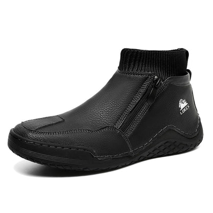 GARB® Men's Handcrafted Genuine Leather Orthopedic Zipper Boots with Easy-Wear Knit Sock (Waterproof)