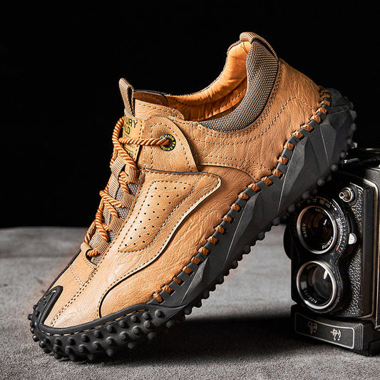 (👞Clearance Sale-70%OFF💥)Men’s Vintage Leather Hiking Shoes – Genuine Leather, Orthopedic Arch Support, Wide Toe Box, Waterproof, Breathable, Hand-Sewn, Non-Slip, Lightweight Shoes for Driving & Walking