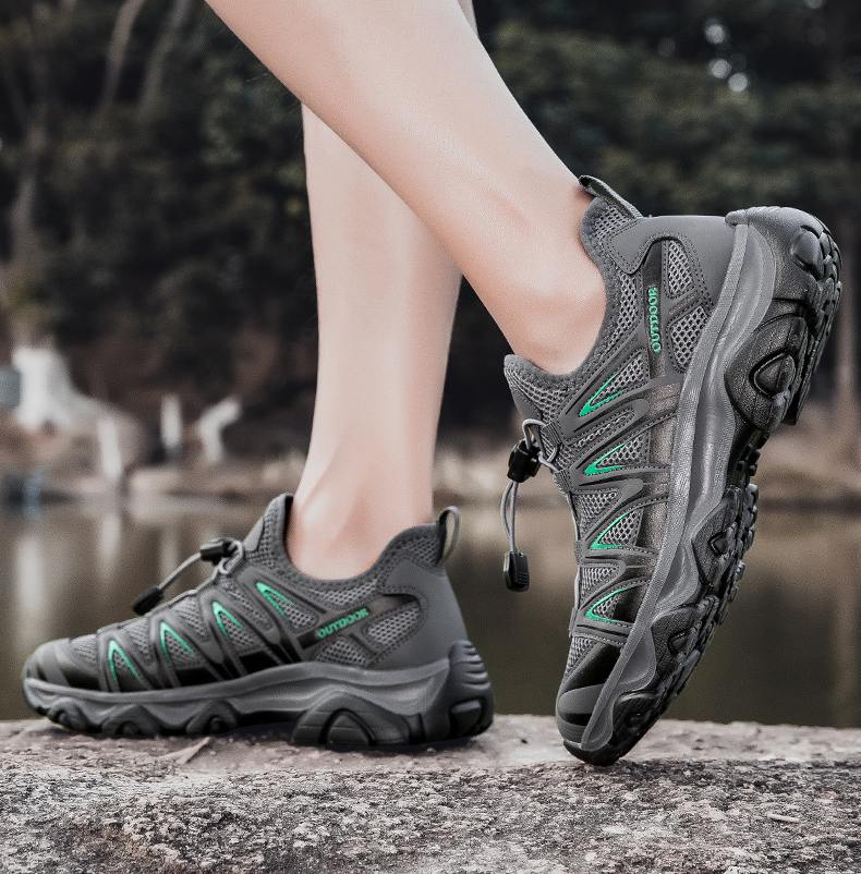 ⏰LAST DAY – 60% OFF🛒 Men's Lightweight Breathable Outdoor Hiking Shoes with Elastic Laces - Comfortable Running and Trekking Sneakers