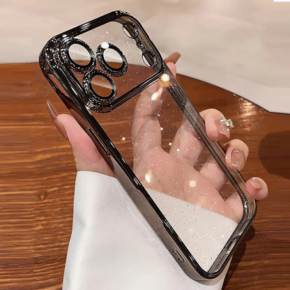 Luxury Glitter Hard Plating Clear Case for iPhone 14 15 16 17