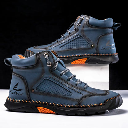 ⚡Men's Comfortable Handmade Leather Boots – Waterproof, Arch Support, Pressure Relief, Spacious Toe Box Outdoor Leather Shoes