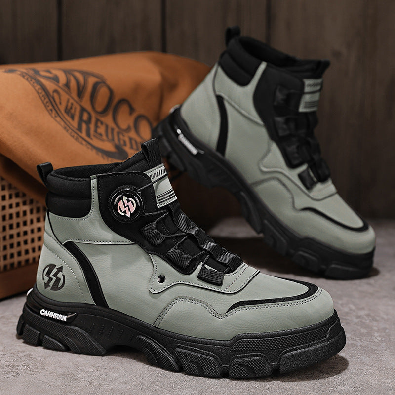 ⏰Men's outdoor swivel buckle work shoes（Waterproof, Anti-slip,Comfortable and Breathable）